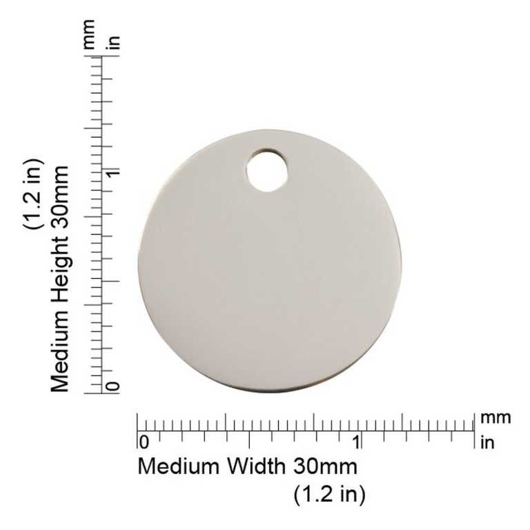 Dimensions de la médaille Red Dingo acier inoxydable 2CL - Medium