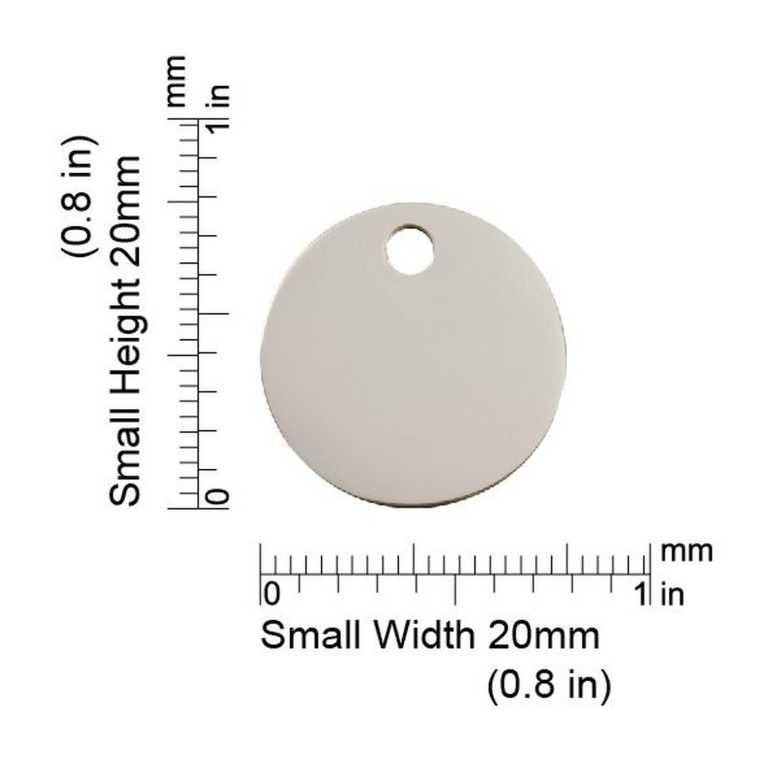 Dimensions de la médaille Red Dingo acier inoxydable 2CL - Small