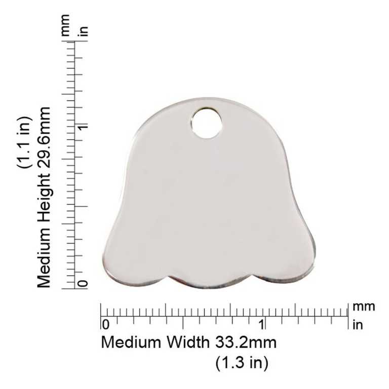 Dimensions de la médaille Red Dingo acier inoxydable 2DF - Medium