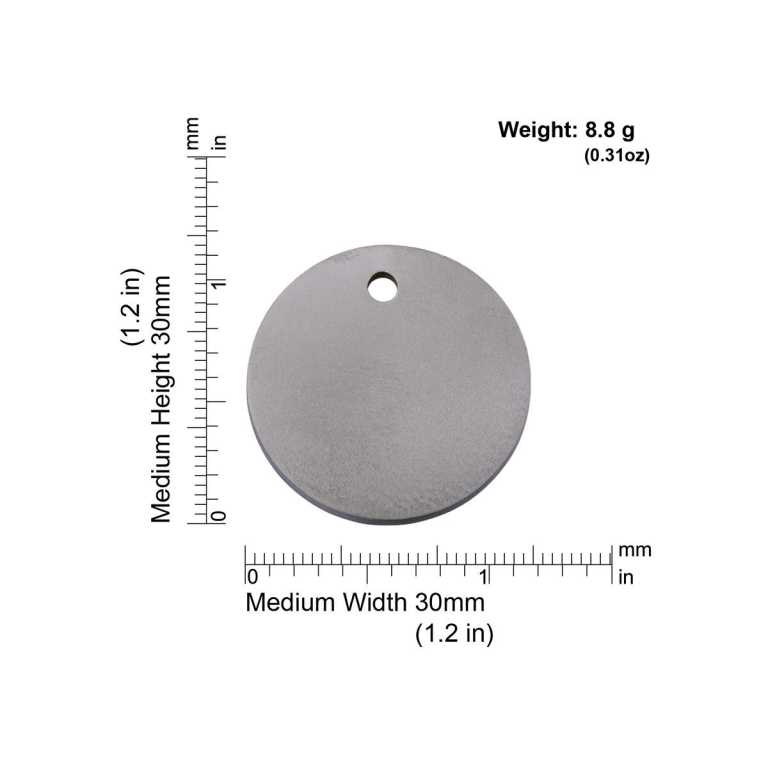 Dimensions de la médaille Red Dingo Titanium TCL - Medium