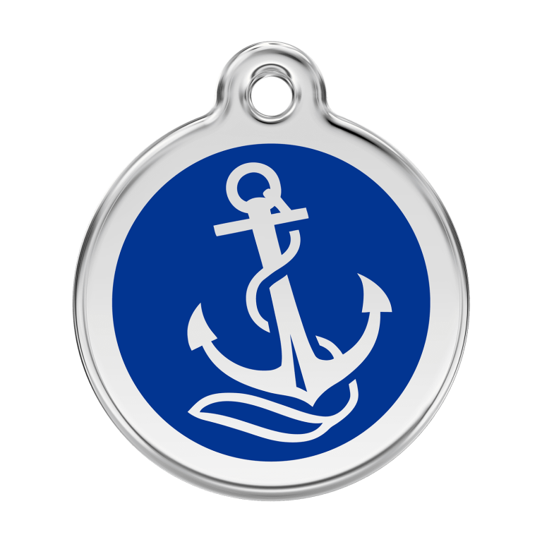 Vue avant - Médaille personnalisable pour chien Red Dingo Ancre Bleu foncé - Size L
