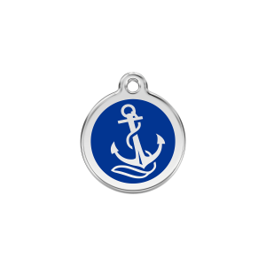 Dark Blue Anchor Cat ID Tag Small