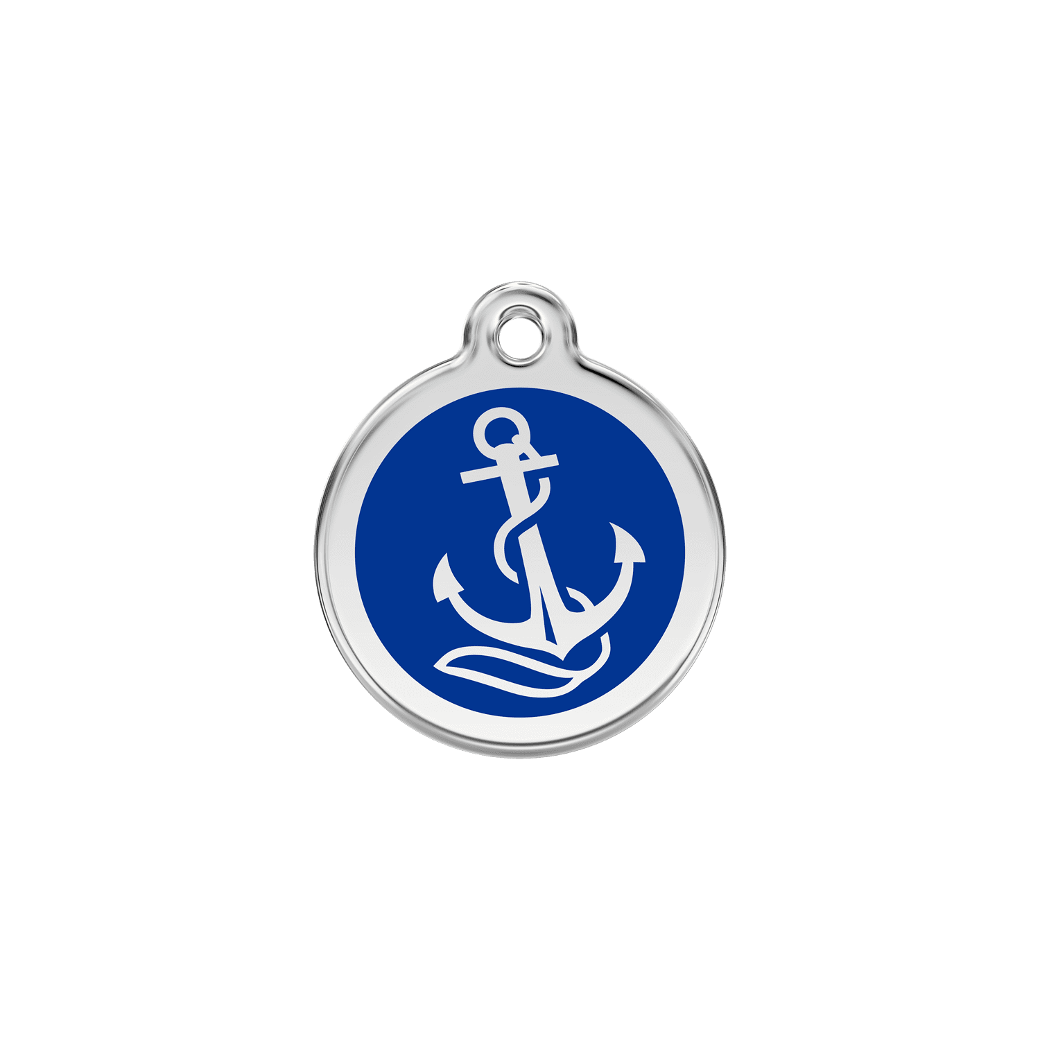 Vue avant - Médaille personnalisée pour chien/chat Red Dingo ancre bleu foncé - Size S - 01-AN-DB-SM