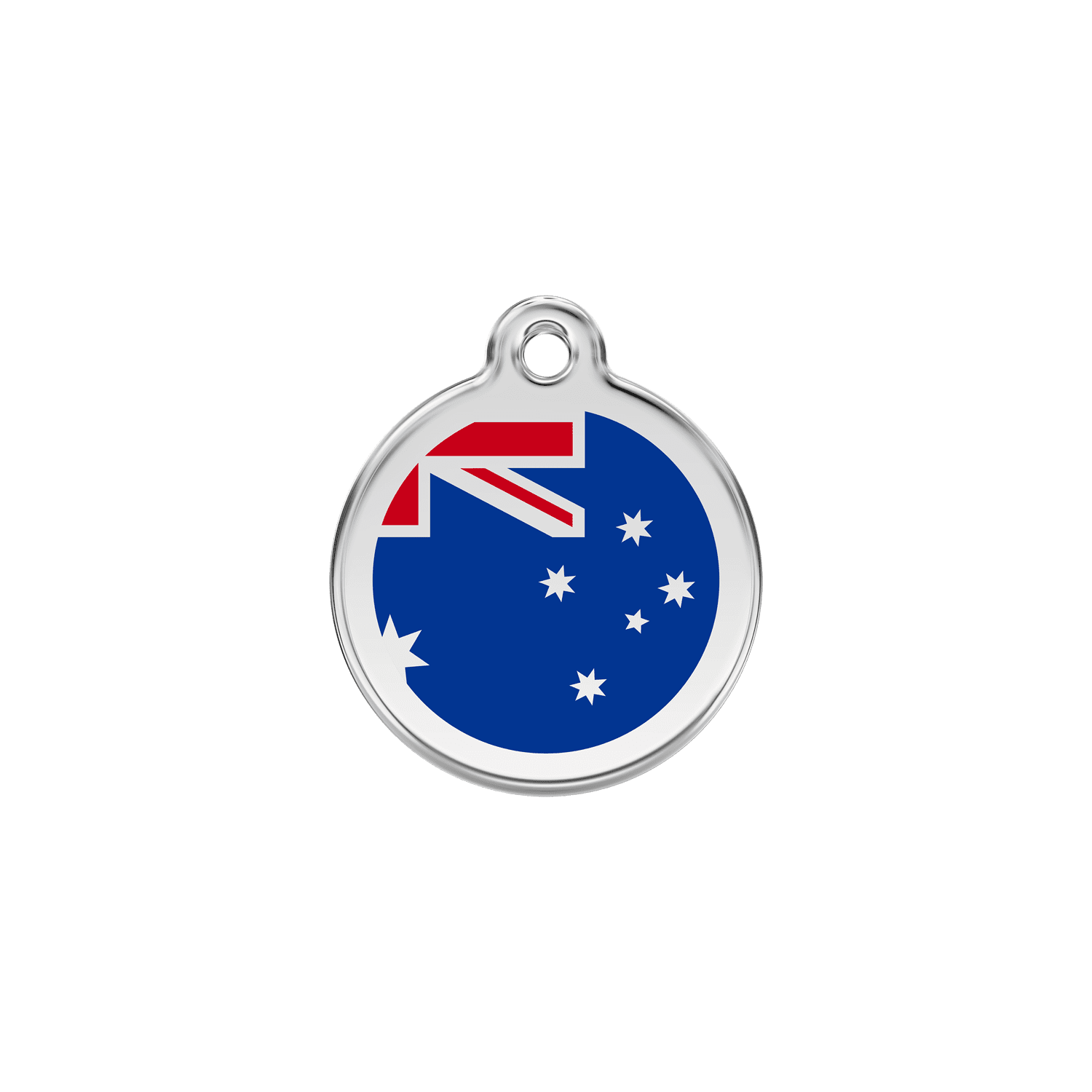 Vue avant - Médaille personnalisée pour chien ou chat - Red Dingo - Drapeau australien - Bleu foncé - Size S