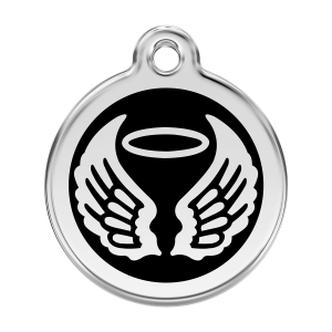 Black Angel Wings Dog ID Tag Large