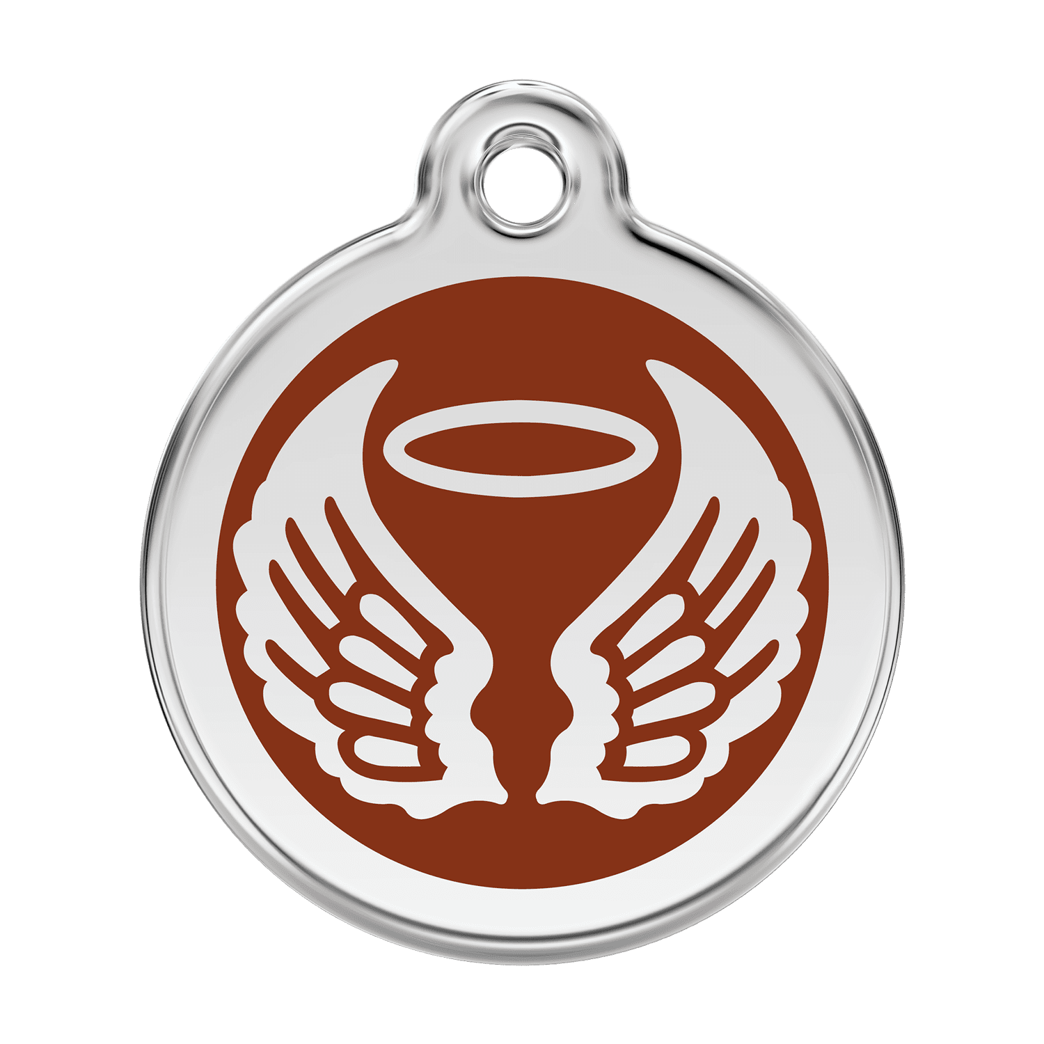 Vue avant - Médaille personnalisée pour chien Red Dingo ailes d'anges brun - Size L