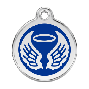 Dark Blue Angel Wings Dog ID Tag Large