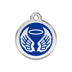 Dark Blue Angel Wings Dog ID Tag Medium