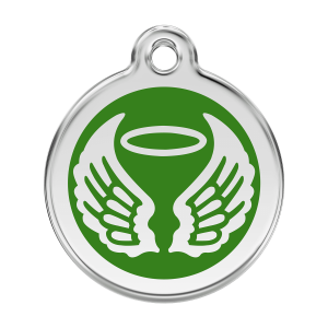 Large Green Angel Wings Dog ID Tag