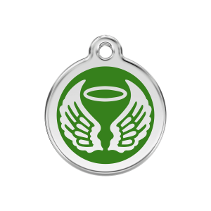 Green Angel Wings Dog ID Tag Medium