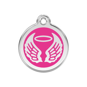 Bright Pink Angel Wings Dog ID Tag Medium
