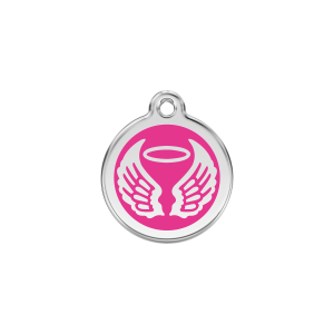 Bright Pink Angel Wings Cat ID Tag Small
