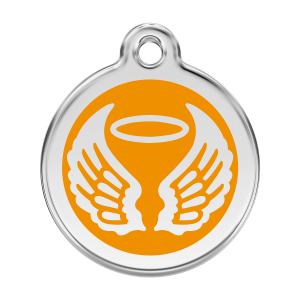 Orange Angel Wings Dog ID Tag Large