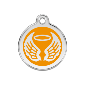 Orange Angel Wings Dog ID Tag Medium