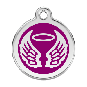 Purple Angel Wings Dog ID Tag Large