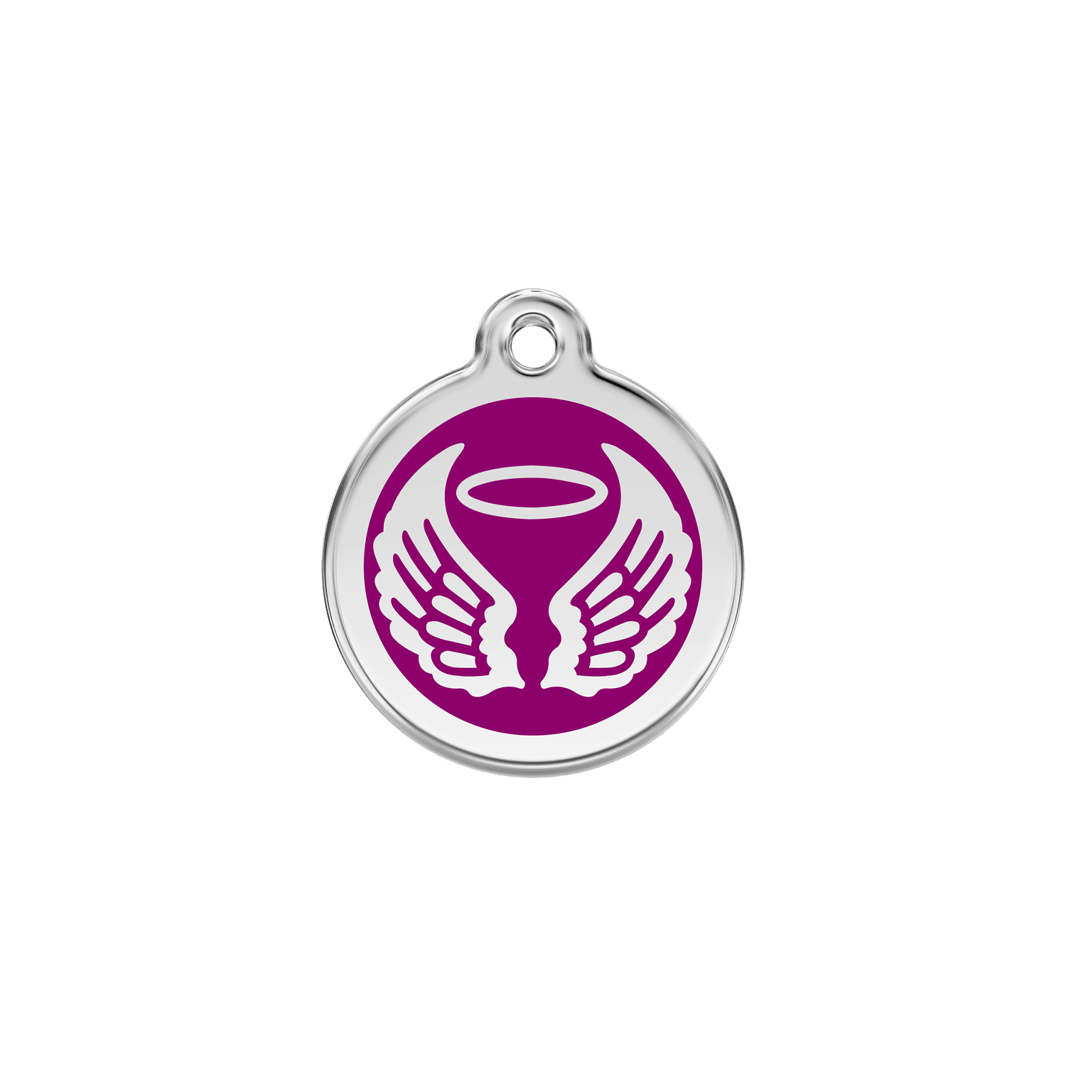 Vue avant - Médaille personnalisable Red Dingo Émail/Acier inoxydable - Ailes d'anges - Violet - Size S