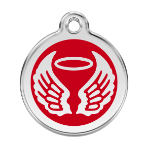 Red Angel Wings Dog ID Tag Large
