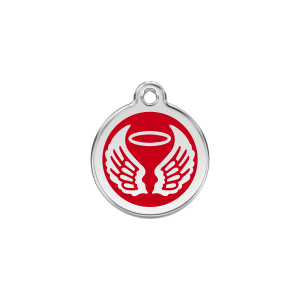 Red Angel Wings Cat ID Tag Small