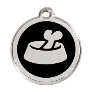 Black Bone in Bowl Dog ID Tag Large