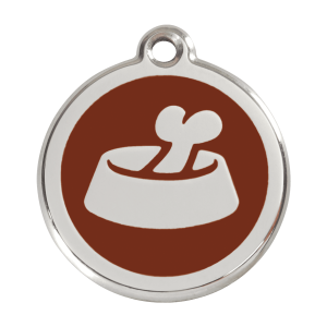 Brown Bone in Bowl Dog ID Tag Large