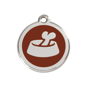 Brown Bone in Bowl Dog ID Tag Medium