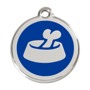 Dark Blue Bone in Bowl Dog ID Tag Large