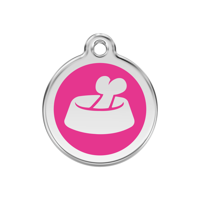 Vue avant - Médaille personnalisable Red Dingo Os dans un bol Rose vif Size M