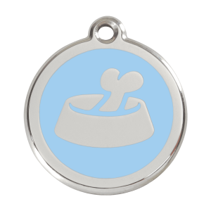 Light Blue Bone in Bowl Dog ID Tag Large