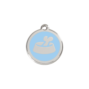 Light Blue Bone in Bowl Cat ID Tag Small