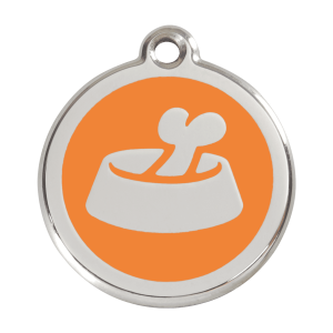 Orange Bone in Bowl Dog ID Tag Large