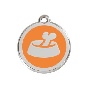 Orange Bone in Bowl Dog ID Tag Medium