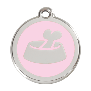 Pink Bone in Bowl Dog ID Tag Large