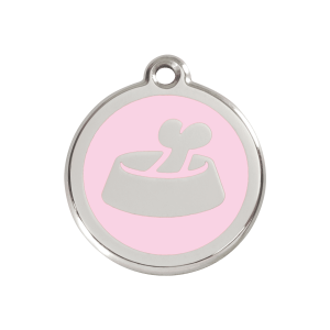 Pink Bone in Bowl Dog ID Tag Medium