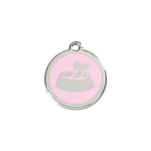 Pink Bone In Bowl Cat & Small Dog ID Tag Small