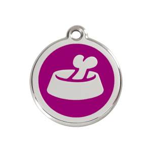 Purple Bone in Bowl Dog ID Tag Medium
