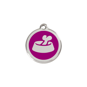 Purple Bone in Bowl Cat ID Tag Small