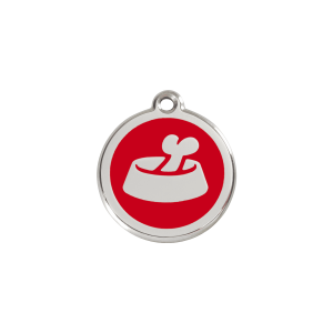 Red Bone in Bowl Cat or Small Dog ID Tag Small
