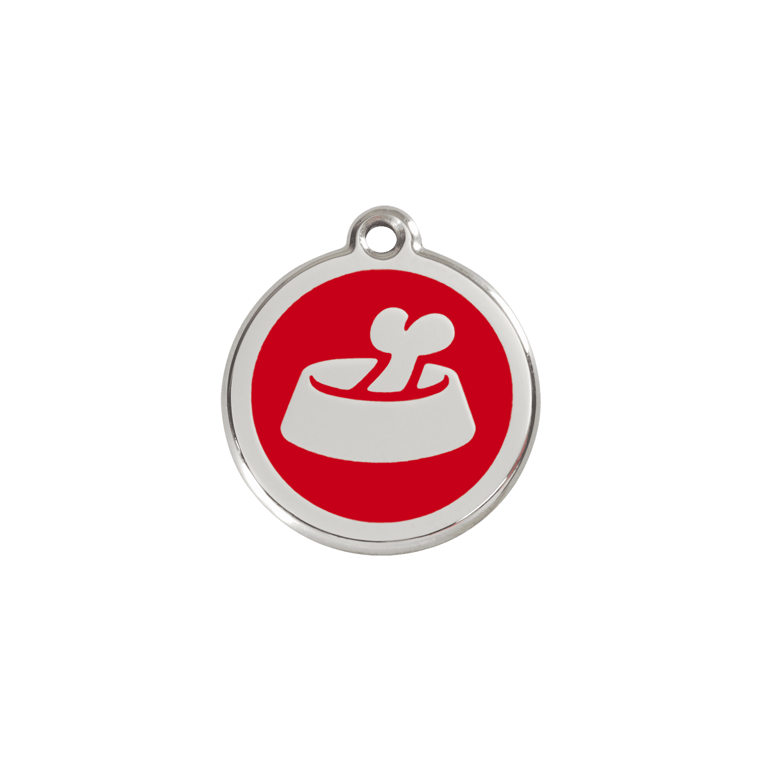 Vue avant - Médaille personnalisable pour chien/chat Red Dingo Émail/Acier inoxydable - Motif Os - Rouge - Size S