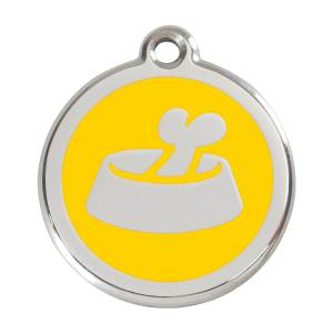 Yellow Bone in Bowl Dog ID Tag Large