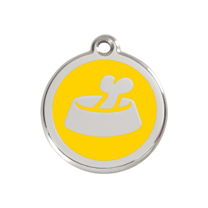 Yellow Bone in Bowl Dog ID Tag Medium