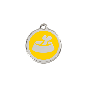 Yellow Bone in a Bowl Cat ID Tag Small