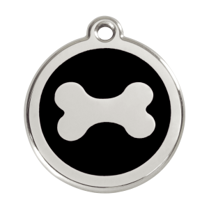 Black Bone Dog ID Tag Large Enamel & Stainless Steel