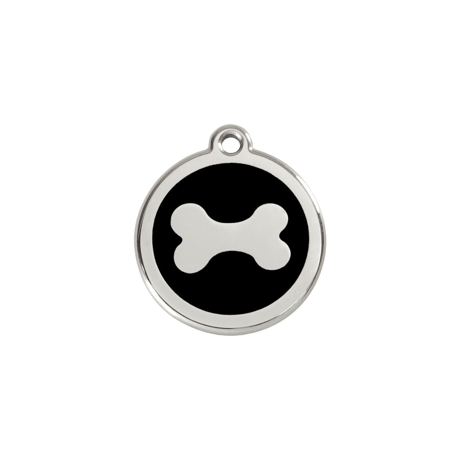 Vue avant - Médaille personnalisable Red Dingo Émail/Acier inoxydable - Os noir - Size S