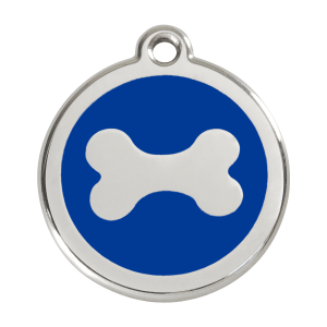 Dark Blue Bone Dog ID Tag Large
