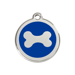 Dark Blue Bone Dog ID Tag Medium