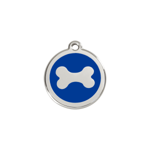 Dark Blue Bone Cat ID Tag Small