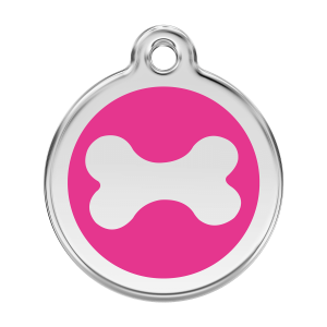 Bright Pink Bone Dog ID Tag Large