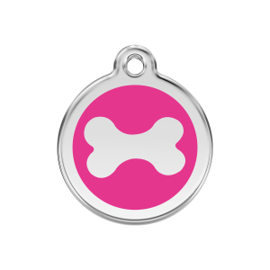 Bright Pink Bone Dog ID Tag Medium