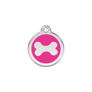 Bright Pink Bone Cat or Small Dog ID Tag - Small