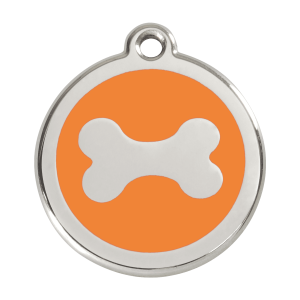 Orange Bone Dog ID Tag Large